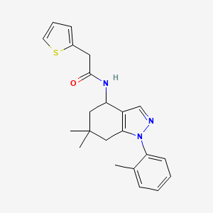 molecular formula C22H25N3OS B4347187 N-[6,6-dimethyl-1-(2-methylphenyl)-4,5,6,7-tetrahydro-1H-indazol-4-yl]-2-(2-thienyl)acetamide 