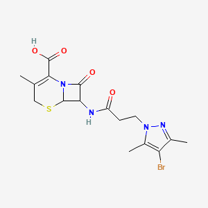 7-{[3-(4-bromo-3,5-dimethyl-1H-pyrazol-1-yl)propanoyl]amino}-3-methyl-8-oxo-5-thia-1-azabicyclo[4.2.0]oct-2-ene-2-carboxylic acid