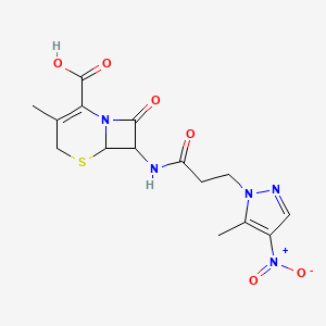 molecular formula C15H17N5O6S B4347202 3-methyl-7-{[3-(5-methyl-4-nitro-1H-pyrazol-1-yl)propanoyl]amino}-8-oxo-5-thia-1-azabicyclo[4.2.0]oct-2-ene-2-carboxylic acid 