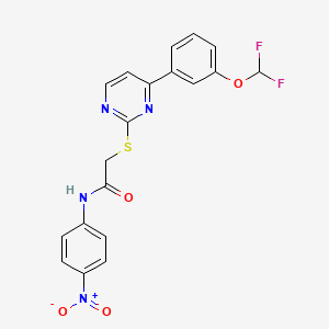 molecular formula C19H14F2N4O4S B4347213 2-({4-[3-(DIFLUOROMETHOXY)PHENYL]-2-PYRIMIDINYL}SULFANYL)-N-(4-NITROPHENYL)ACETAMIDE 