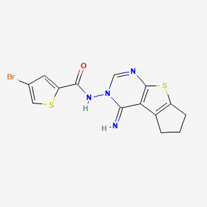 molecular formula C14H11BrN4OS2 B4347249 4-BROMO-N-[4-IMINO-6,7-DIHYDRO-4H-CYCLOPENTA[4,5]THIENO[2,3-D]PYRIMIDIN-3(5H)-YL]-2-THIOPHENECARBOXAMIDE 