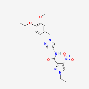 molecular formula C20H24N6O5 B4347272 N-[1-(3,4-diethoxybenzyl)-1H-pyrazol-4-yl]-1-ethyl-4-nitro-1H-pyrazole-3-carboxamide 