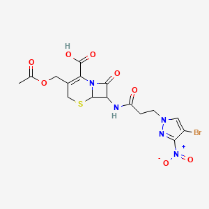 3-[(acetyloxy)methyl]-7-{[3-(4-bromo-3-nitro-1H-pyrazol-1-yl)propanoyl]amino}-8-oxo-5-thia-1-azabicyclo[4.2.0]oct-2-ene-2-carboxylic acid