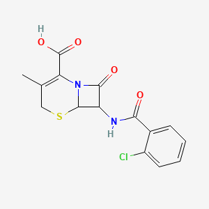 molecular formula C15H13ClN2O4S B4347292 7-(2-CHLOROBENZAMIDO)-3-METHYL-8-OXO-5-THIA-1-AZABICYCLO[4.2.0]OCT-2-ENE-2-CARBOXYLIC ACID 