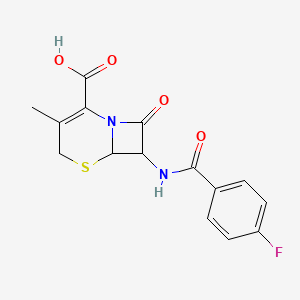 molecular formula C15H13FN2O4S B4347302 7-[(4-fluorobenzoyl)amino]-3-methyl-8-oxo-5-thia-1-azabicyclo[4.2.0]oct-2-ene-2-carboxylic acid 