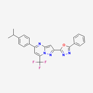 molecular formula C24H18F3N5O B4347318 2-(5-Phenyl-1,3,4-oxadiazol-2-yl)-5-[4-(propan-2-yl)phenyl]-7-(trifluoromethyl)pyrazolo[1,5-a]pyrimidine 