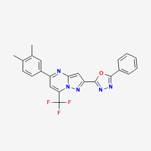 2-[5-(3,4-dimethylphenyl)-7-(trifluoromethyl)pyrazolo[1,5-a]pyrimidin-2-yl]-5-phenyl-1,3,4-oxadiazole