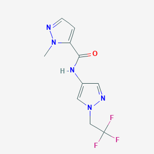 molecular formula C10H10F3N5O B4347329 1-methyl-N-[1-(2,2,2-trifluoroethyl)-1H-pyrazol-4-yl]-1H-pyrazole-5-carboxamide 