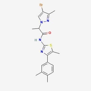 molecular formula C19H21BrN4OS B4347350 2-(4-BROMO-3-METHYL-1H-PYRAZOL-1-YL)-N~1~-[4-(3,4-DIMETHYLPHENYL)-5-METHYL-1,3-THIAZOL-2-YL]PROPANAMIDE 