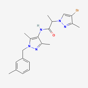 molecular formula C20H24BrN5O B4347363 2-(4-bromo-3-methyl-1H-pyrazol-1-yl)-N-[3,5-dimethyl-1-(3-methylbenzyl)-1H-pyrazol-4-yl]propanamide 