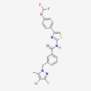 molecular formula C23H19BrF2N4O2S B4347381 3-[(4-bromo-3,5-dimethyl-1H-pyrazol-1-yl)methyl]-N-{4-[4-(difluoromethoxy)phenyl]-1,3-thiazol-2-yl}benzamide 