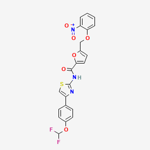 molecular formula C22H15F2N3O6S B4347386 N-{4-[4-(difluoromethoxy)phenyl]-1,3-thiazol-2-yl}-5-[(2-nitrophenoxy)methyl]-2-furamide 