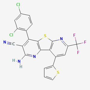 4-amino-6-(2,4-dichlorophenyl)-13-thiophen-2-yl-11-(trifluoromethyl)-8-thia-3,10-diazatricyclo[7.4.0.02,7]trideca-1(9),2(7),3,5,10,12-hexaene-5-carbonitrile