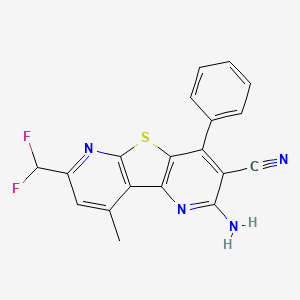 4-amino-11-(difluoromethyl)-13-methyl-6-phenyl-8-thia-3,10-diazatricyclo[7.4.0.02,7]trideca-1(9),2(7),3,5,10,12-hexaene-5-carbonitrile