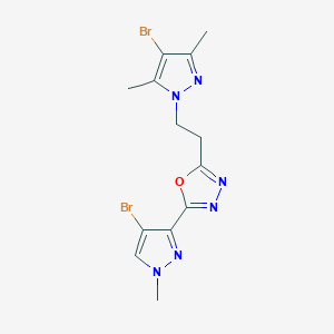 molecular formula C13H14Br2N6O B4347415 2-[2-(4-bromo-3,5-dimethyl-1H-pyrazol-1-yl)ethyl]-5-(4-bromo-1-methyl-1H-pyrazol-3-yl)-1,3,4-oxadiazole 