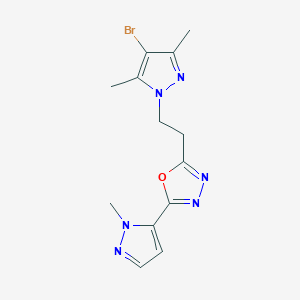 molecular formula C13H15BrN6O B4347422 2-[2-(4-bromo-3,5-dimethyl-1H-pyrazol-1-yl)ethyl]-5-(1-methyl-1H-pyrazol-5-yl)-1,3,4-oxadiazole 