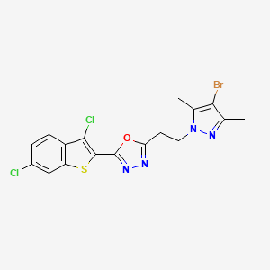 2-[2-(4-bromo-3,5-dimethyl-1H-pyrazol-1-yl)ethyl]-5-(3,6-dichloro-1-benzothiophen-2-yl)-1,3,4-oxadiazole