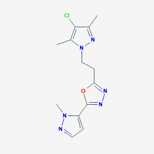 2-[2-(4-chloro-3,5-dimethyl-1H-pyrazol-1-yl)ethyl]-5-(1-methyl-1H-pyrazol-5-yl)-1,3,4-oxadiazole