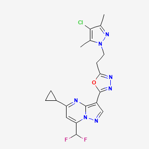 3-{5-[2-(4-chloro-3,5-dimethyl-1H-pyrazol-1-yl)ethyl]-1,3,4-oxadiazol-2-yl}-5-cyclopropyl-7-(difluoromethyl)pyrazolo[1,5-a]pyrimidine