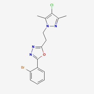 2-(2-bromophenyl)-5-[2-(4-chloro-3,5-dimethyl-1H-pyrazol-1-yl)ethyl]-1,3,4-oxadiazole