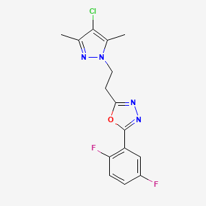 molecular formula C15H13ClF2N4O B4347454 2-[2-(4-chloro-3,5-dimethyl-1H-pyrazol-1-yl)ethyl]-5-(2,5-difluorophenyl)-1,3,4-oxadiazole 