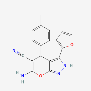 6-AMINO-3-(2-FURYL)-4-(4-METHYLPHENYL)-1,4-DIHYDROPYRANO[2,3-C]PYRAZOL-5-YL CYANIDE