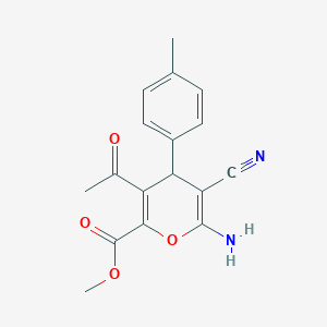 molecular formula C17H16N2O4 B4347490 methyl 3-acetyl-6-amino-5-cyano-4-(4-methylphenyl)-4H-pyran-2-carboxylate 