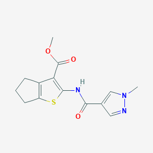 molecular formula C14H15N3O3S B4347499 methyl 2-{[(1-methyl-1H-pyrazol-4-yl)carbonyl]amino}-5,6-dihydro-4H-cyclopenta[b]thiophene-3-carboxylate 