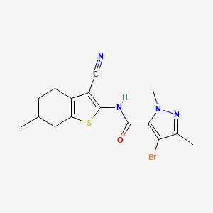 molecular formula C16H17BrN4OS B4347586 4-bromo-N-(3-cyano-6-methyl-4,5,6,7-tetrahydro-1-benzothiophen-2-yl)-1,3-dimethyl-1H-pyrazole-5-carboxamide 