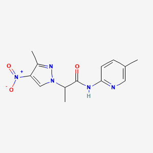 molecular formula C13H15N5O3 B4347608 2-(3-METHYL-4-NITRO-1H-PYRAZOL-1-YL)-N-(5-METHYL-2-PYRIDYL)PROPANAMIDE 