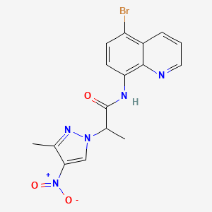 molecular formula C16H14BrN5O3 B4347616 N-(5-BROMO-8-QUINOLYL)-2-(3-METHYL-4-NITRO-1H-PYRAZOL-1-YL)PROPANAMIDE 