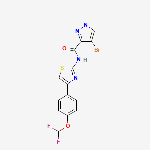 molecular formula C15H11BrF2N4O2S B4347624 4-bromo-N-{4-[4-(difluoromethoxy)phenyl]-1,3-thiazol-2-yl}-1-methyl-1H-pyrazole-3-carboxamide 