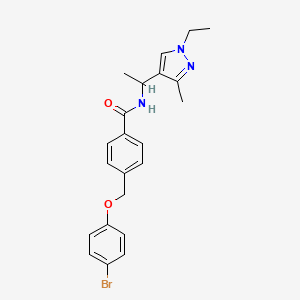 molecular formula C22H24BrN3O2 B4347666 4-[(4-bromophenoxy)methyl]-N-[1-(1-ethyl-3-methyl-1H-pyrazol-4-yl)ethyl]benzamide 