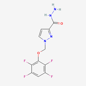 molecular formula C11H8F4N4O2 B4347687 1-[(2,3,5,6-tetrafluorophenoxy)methyl]-1H-pyrazole-3-carbohydrazide 