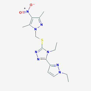 (3,5-DIMETHYL-4-NITRO-1H-PYRAZOL-1-YL)METHYL [4-ETHYL-5-(1-ETHYL-1H-PYRAZOL-3-YL)-4H-1,2,4-TRIAZOL-3-YL] SULFIDE