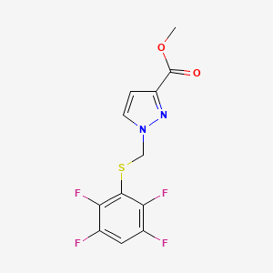 molecular formula C12H8F4N2O2S B4347713 methyl 1-{[(2,3,5,6-tetrafluorophenyl)sulfanyl]methyl}-1H-pyrazole-3-carboxylate 