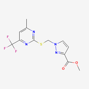 METHYL 1-({[4-METHYL-6-(TRIFLUOROMETHYL)-2-PYRIMIDINYL]SULFANYL}METHYL)-1H-PYRAZOLE-3-CARBOXYLATE