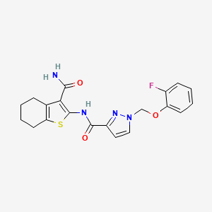 molecular formula C20H19FN4O3S B4347736 N~3~-[3-(AMINOCARBONYL)-4,5,6,7-TETRAHYDRO-1-BENZOTHIOPHEN-2-YL]-1-[(2-FLUOROPHENOXY)METHYL]-1H-PYRAZOLE-3-CARBOXAMIDE 