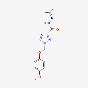 molecular formula C15H18N4O3 B4347752 1-[(4-methoxyphenoxy)methyl]-N'-(1-methylethylidene)-1H-pyrazole-3-carbohydrazide 