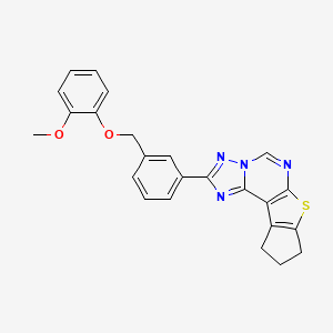 molecular formula C24H20N4O2S B4347826 2-{3-[(2-methoxyphenoxy)methyl]phenyl}-9,10-dihydro-8H-cyclopenta[4,5]thieno[3,2-e][1,2,4]triazolo[1,5-c]pyrimidine 