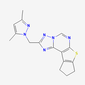 2-[(3,5-dimethyl-1H-pyrazol-1-yl)methyl]-9,10-dihydro-8H-cyclopenta[4,5]thieno[3,2-e][1,2,4]triazolo[1,5-c]pyrimidine