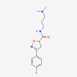 molecular formula C15H20FN3O2 B4347932 N-[3-(dimethylamino)propyl]-3-(4-fluorophenyl)-4,5-dihydro-1,2-oxazole-5-carboxamide 