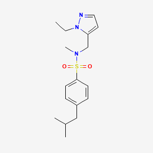 molecular formula C17H25N3O2S B4347976 N~1~-[(1-ETHYL-1H-PYRAZOL-5-YL)METHYL]-4-ISOBUTYL-N~1~-METHYL-1-BENZENESULFONAMIDE 