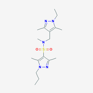 molecular formula C17H29N5O2S B4347995 N~4~-[(1-ETHYL-3,5-DIMETHYL-1H-PYRAZOL-4-YL)METHYL]-N~4~,3,5-TRIMETHYL-1-PROPYL-1H-PYRAZOLE-4-SULFONAMIDE 