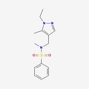 molecular formula C14H19N3O2S B4348001 N~1~-[(1-ETHYL-5-METHYL-1H-PYRAZOL-4-YL)METHYL]-N~1~-METHYL-1-BENZENESULFONAMIDE 