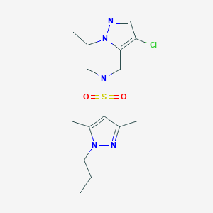 molecular formula C15H24ClN5O2S B4348009 N~4~-[(4-CHLORO-1-ETHYL-1H-PYRAZOL-5-YL)METHYL]-N~4~,3,5-TRIMETHYL-1-PROPYL-1H-PYRAZOLE-4-SULFONAMIDE 