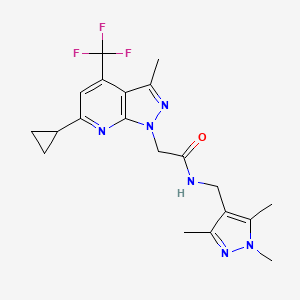 molecular formula C20H23F3N6O B4348040 2-[6-CYCLOPROPYL-3-METHYL-4-(TRIFLUOROMETHYL)-1H-PYRAZOLO[3,4-B]PYRIDIN-1-YL]-N~1~-[(1,3,5-TRIMETHYL-1H-PYRAZOL-4-YL)METHYL]ACETAMIDE 