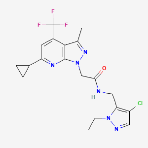 molecular formula C19H20ClF3N6O B4348053 N~1~-[(4-CHLORO-1-ETHYL-1H-PYRAZOL-5-YL)METHYL]-2-[6-CYCLOPROPYL-3-METHYL-4-(TRIFLUOROMETHYL)-1H-PYRAZOLO[3,4-B]PYRIDIN-1-YL]ACETAMIDE 