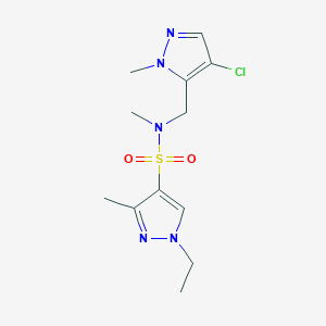 molecular formula C12H18ClN5O2S B4348155 N~4~-[(4-CHLORO-1-METHYL-1H-PYRAZOL-5-YL)METHYL]-1-ETHYL-N~4~,3-DIMETHYL-1H-PYRAZOLE-4-SULFONAMIDE 