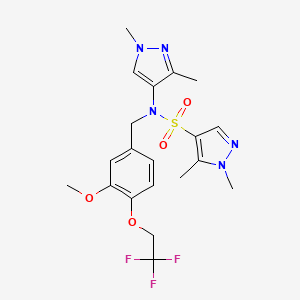 molecular formula C20H24F3N5O4S B4348161 N~4~-(1,3-DIMETHYL-1H-PYRAZOL-4-YL)-N~4~-[3-METHOXY-4-(2,2,2-TRIFLUOROETHOXY)BENZYL]-1,5-DIMETHYL-1H-PYRAZOLE-4-SULFONAMIDE 